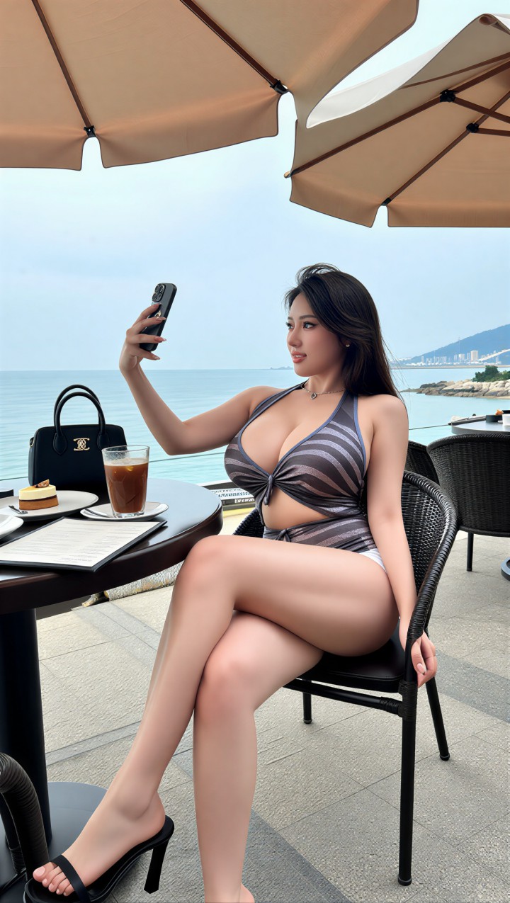 Beautiful Korean Girl Coffee Shop Legs
